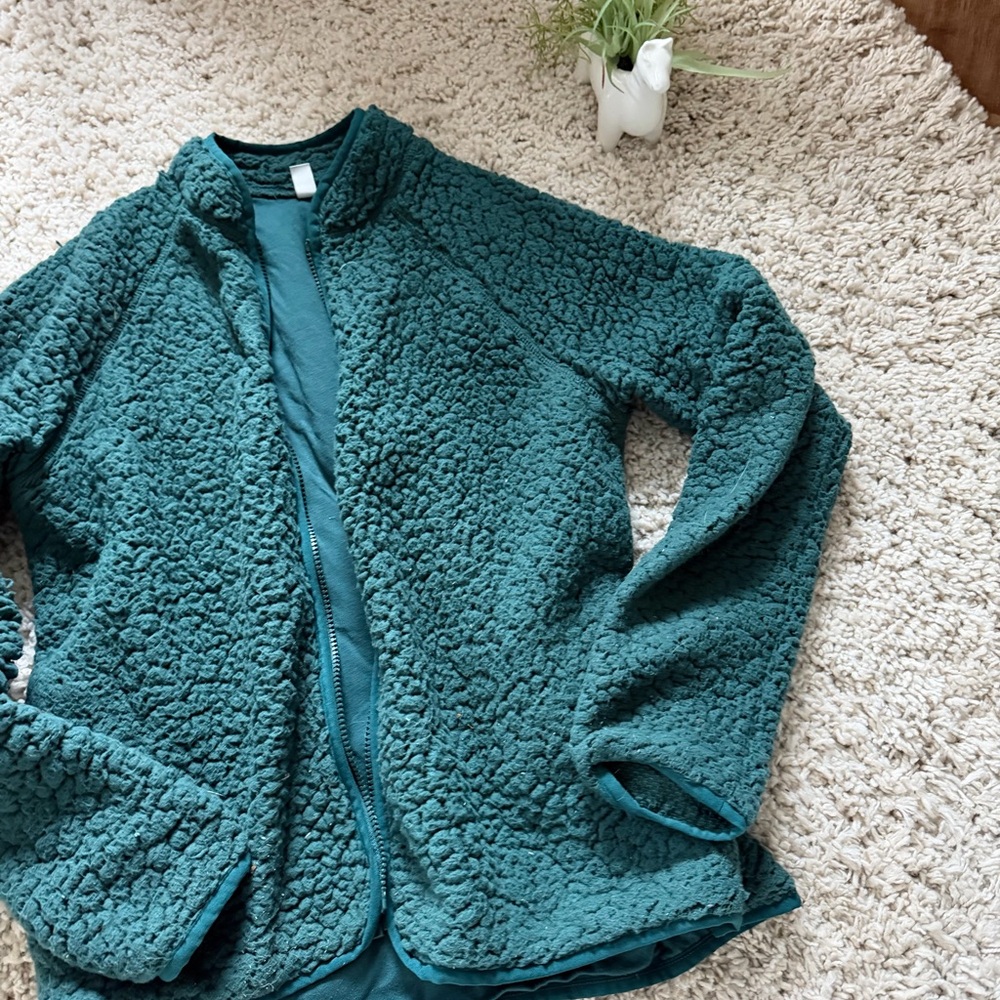 Zella Deep Teal super fluffy and warm sweater, cozy women’s Fleece Jacket